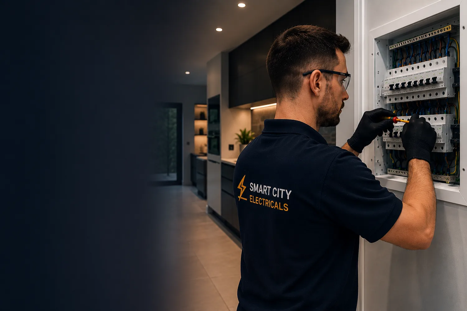 Electrician working on a modern consumer unit